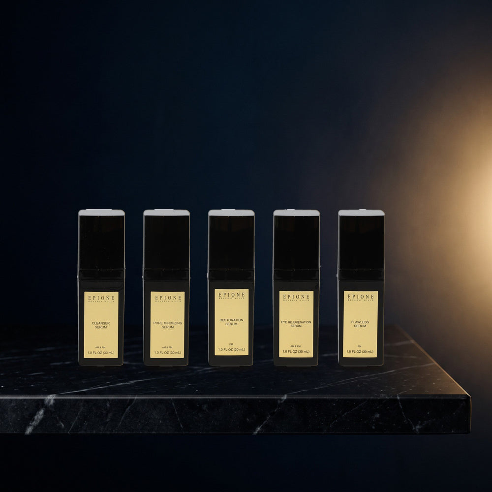 The five evening steps of the Signature Series on black marble